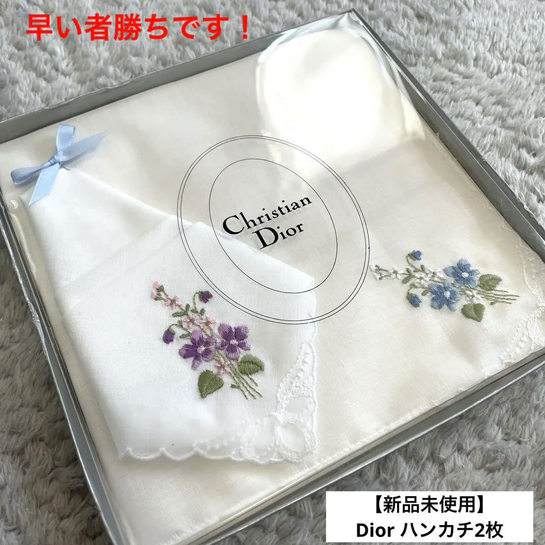 Christian Dior 花柄刺繍 ハンカチ 2枚セット - メルカリ