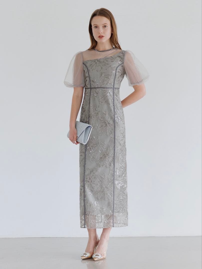 アシンメトリーシアーフラワーワンピースドレス結婚式パーティー成人式二次会デート アシンメトリーシアーフラワーワンピースドレス結婚式パーティー成人式二次会デート