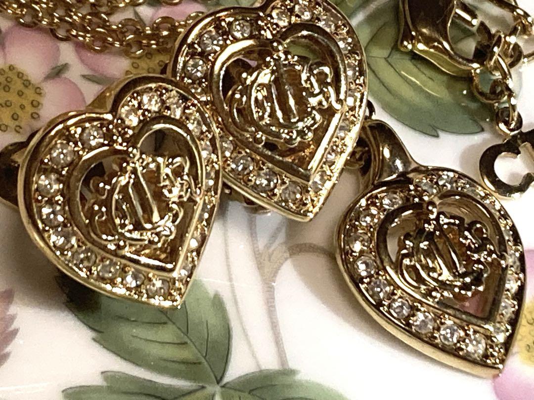 Christian Dior ハート型ネックレス&イヤリング美品　未使用品に近い