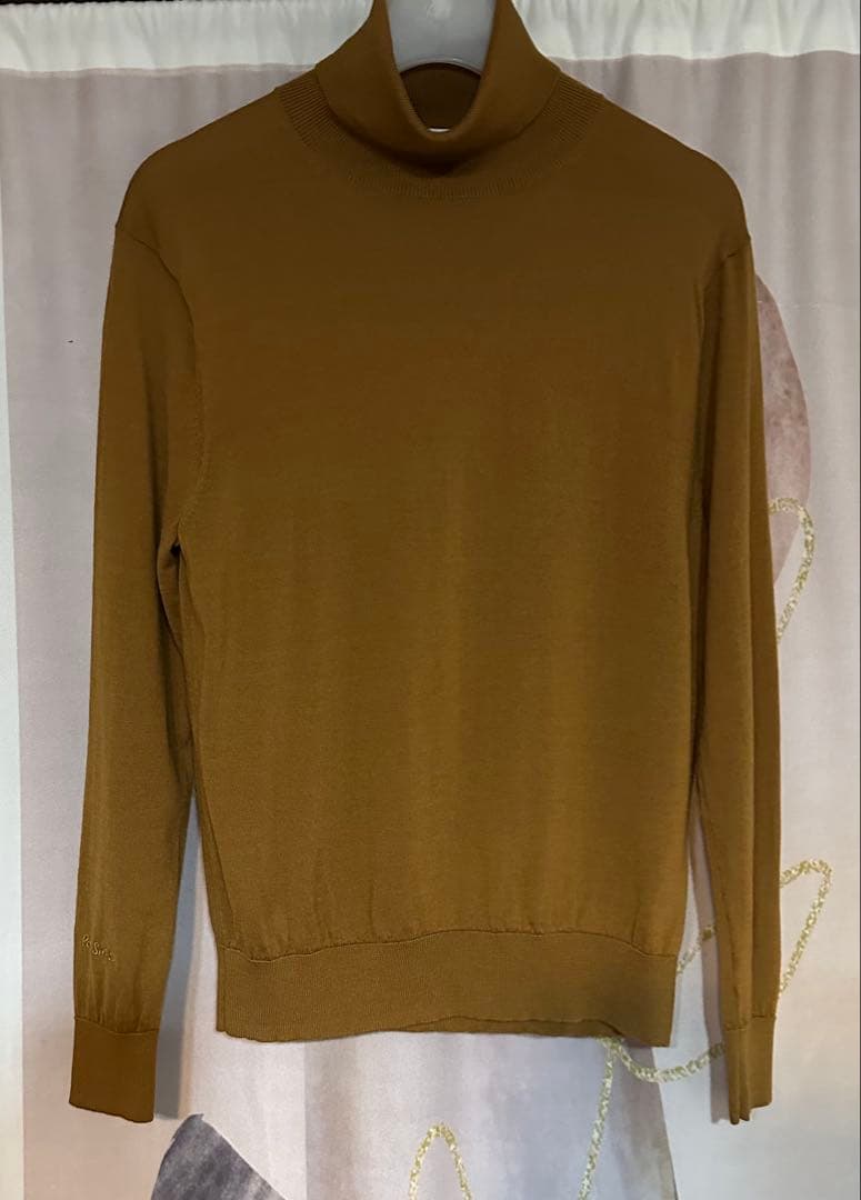 ポールスミス アーティストストライプ ハイゲージ タートネックニット キャメルS Paul Smith