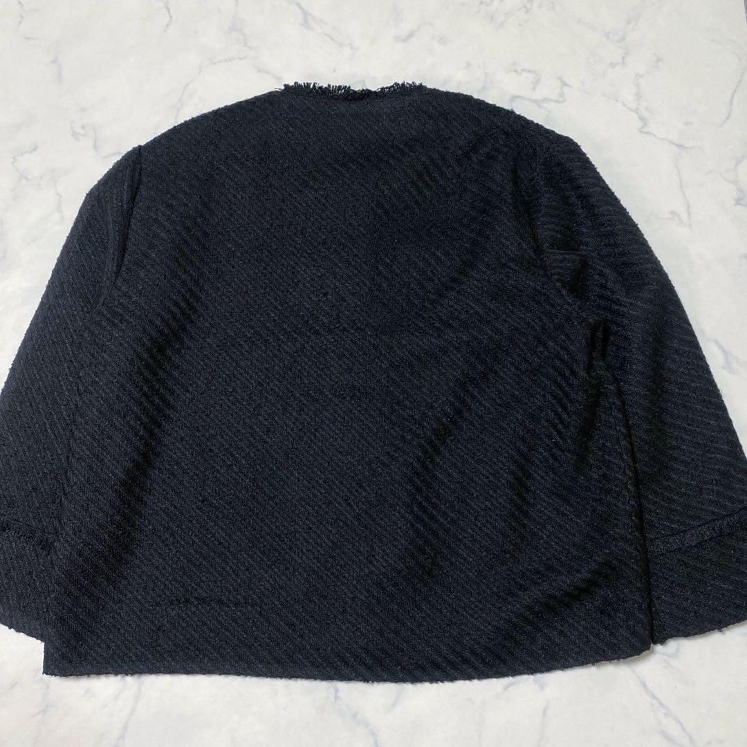【タグ付き】XXL 3Lアンコキーヌ ツイードノーカラージャケット