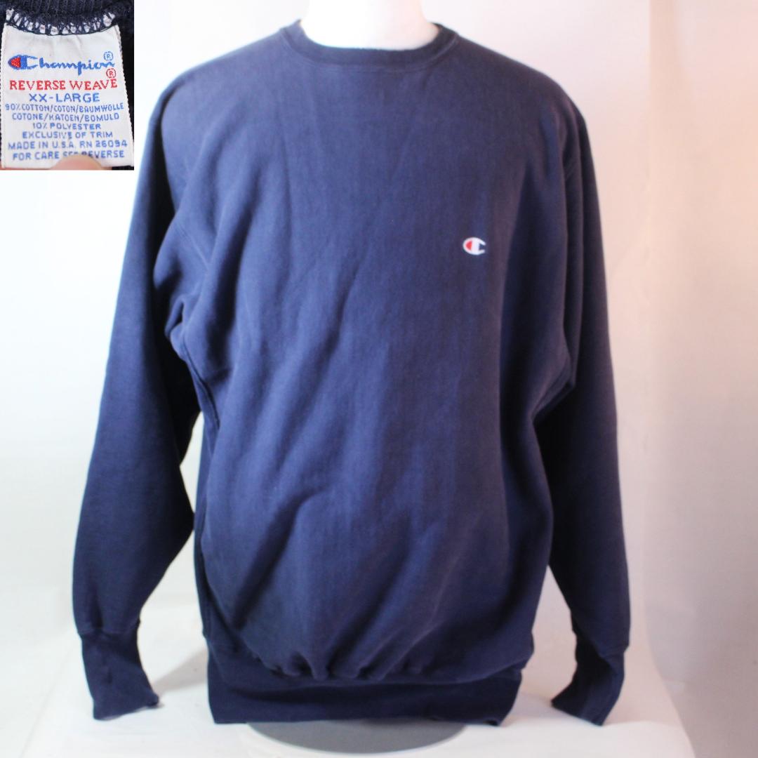 90s champion リバースウィーブ 刺繍タグ USA製 ネイビー　ナス紺
