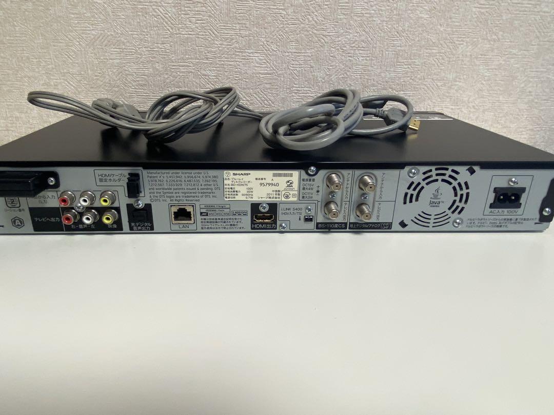 美品 シャープ ブルーレイレコーダー 「BD-HDW75」 動作品