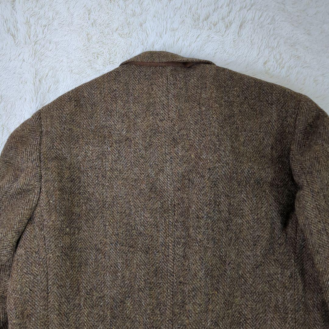 超ビックサイズ　ビンテージ　ハリスツイード　テーラード2XL　茶　ヘリンボーン