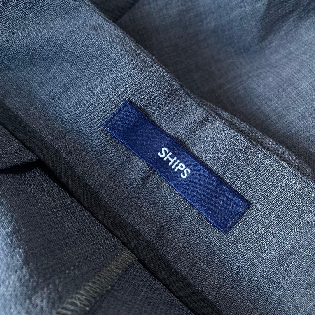美品 SHIPS パンツスーツセットアップ シャドーサッカー 濃グレー M