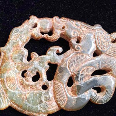 お買い得HOT 中国 前漢時代 阿吽 あうん の竜 軟玉翡翠製 飾り CwYRv-m85702058355 正規店通販
