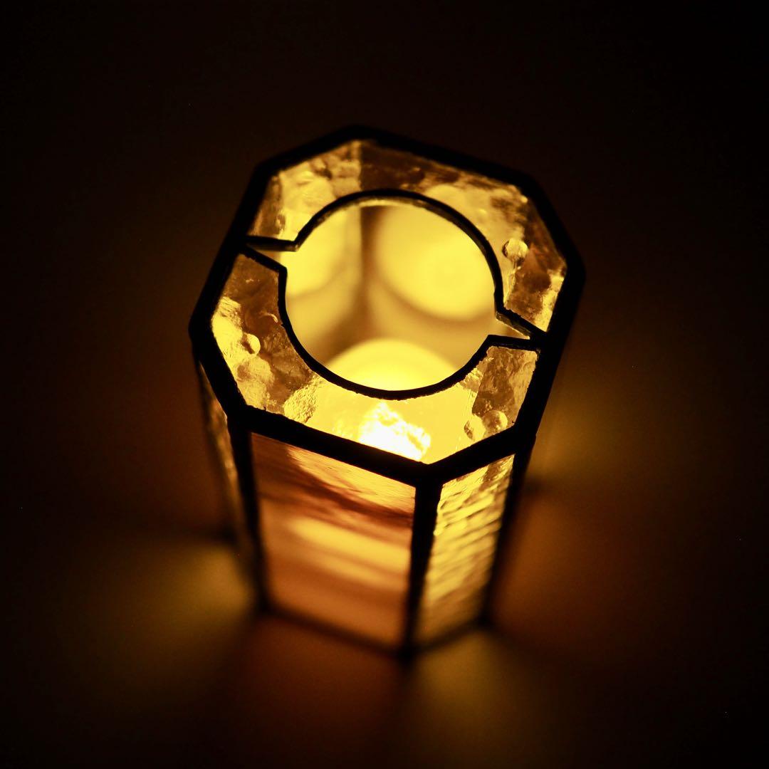 【一点物】ステンドグラス製LEDランタンシェード/ゴールゼロ対応/ハンドメイド