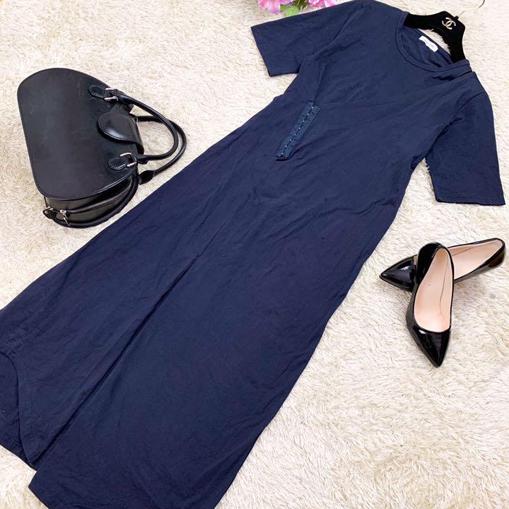 爆買いSALE 美品✨カーサフライン オーガニックコットンサイドホックワンピース ネイビー FMDxi-m85716202369 在庫爆買い