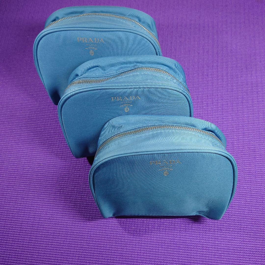PRADA 青 布製 ポーチ 3点セット