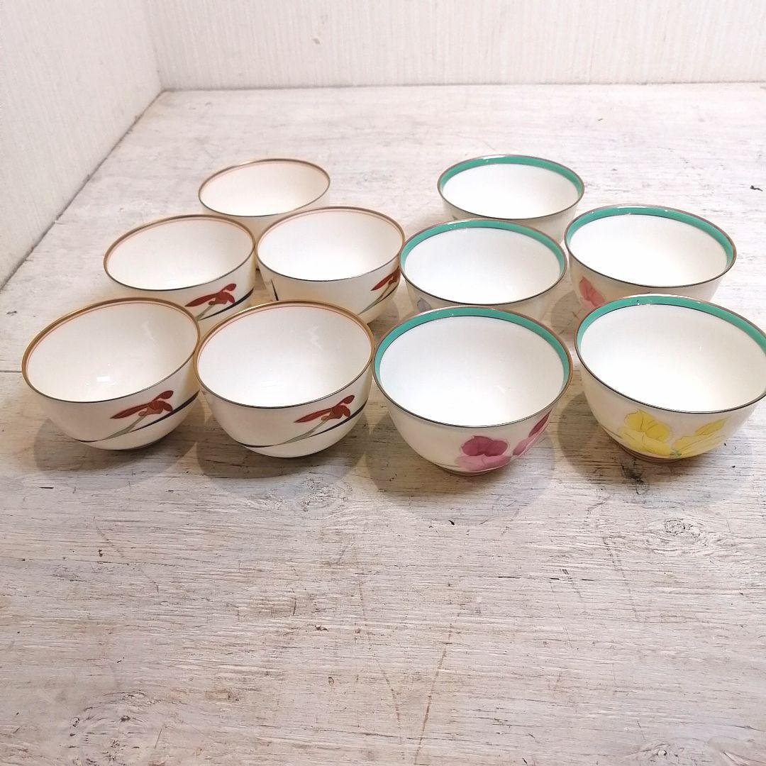 i▢ 香蘭社 湯呑み 2種類 10客 セット 来客 茶器 美品