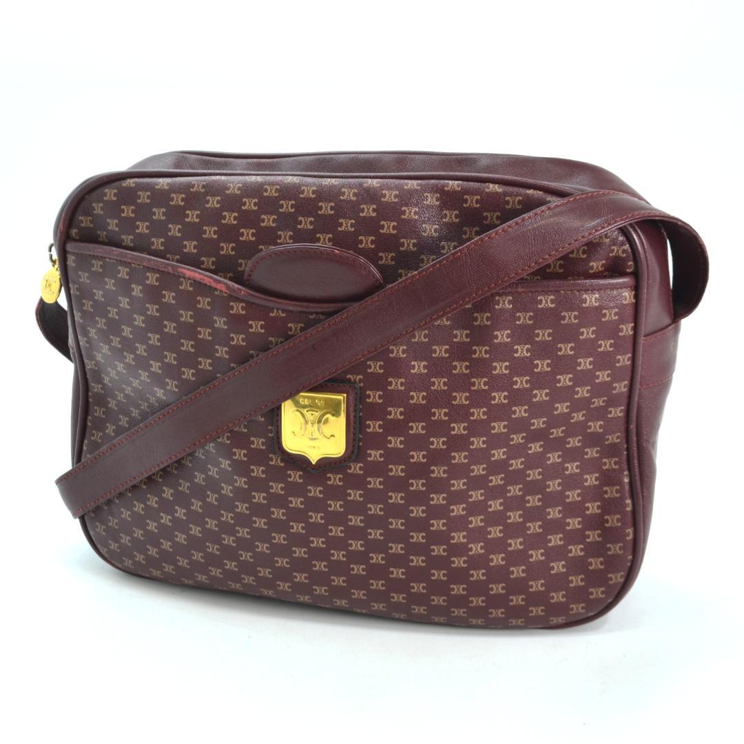 Y.Mp CELINE セリーヌ ョルダーバッグ マカダム ボルドー 斜め掛け