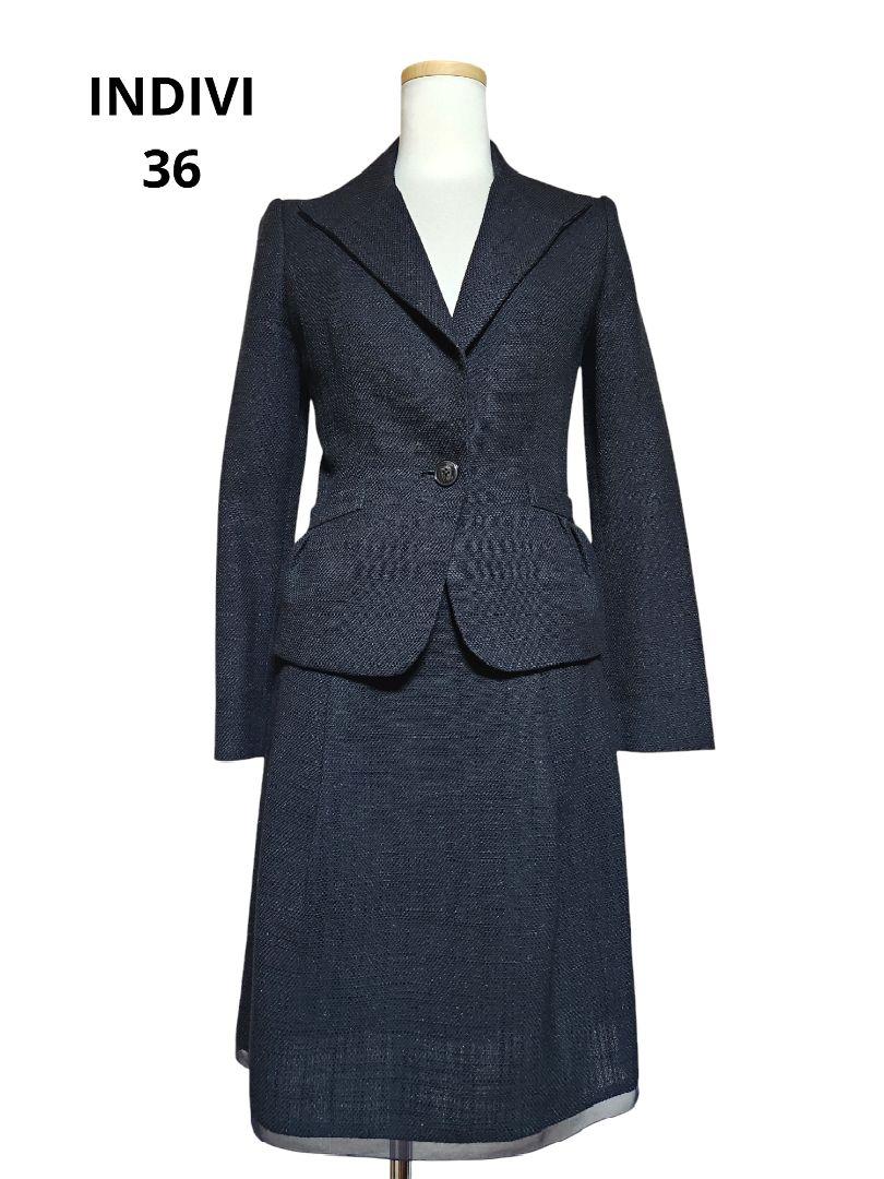 INDIVI 黒ラメ入りセレモニースーツ セットアップ 36