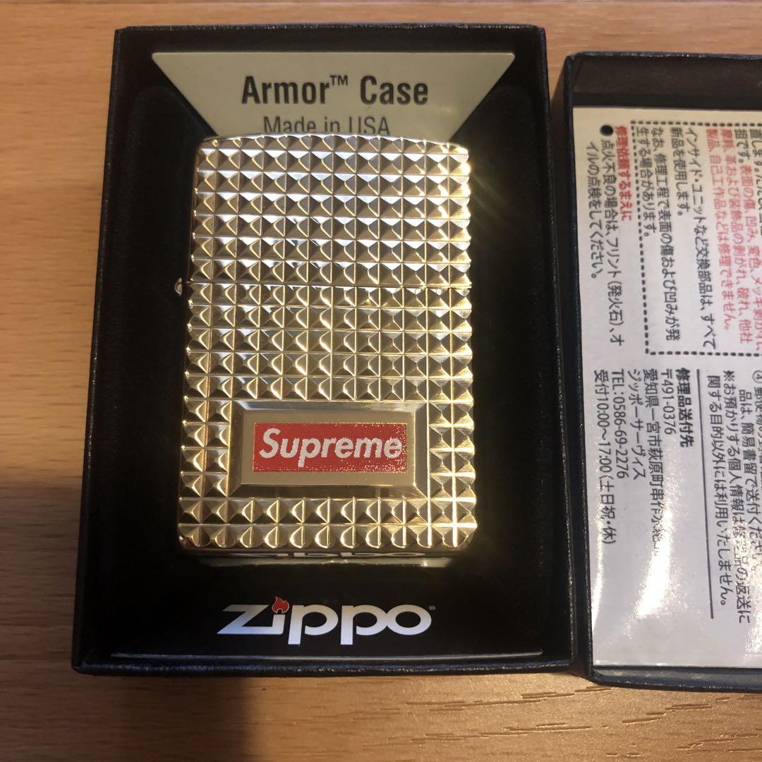 新品未使用17AW Supreme diamond cut zippo Gold