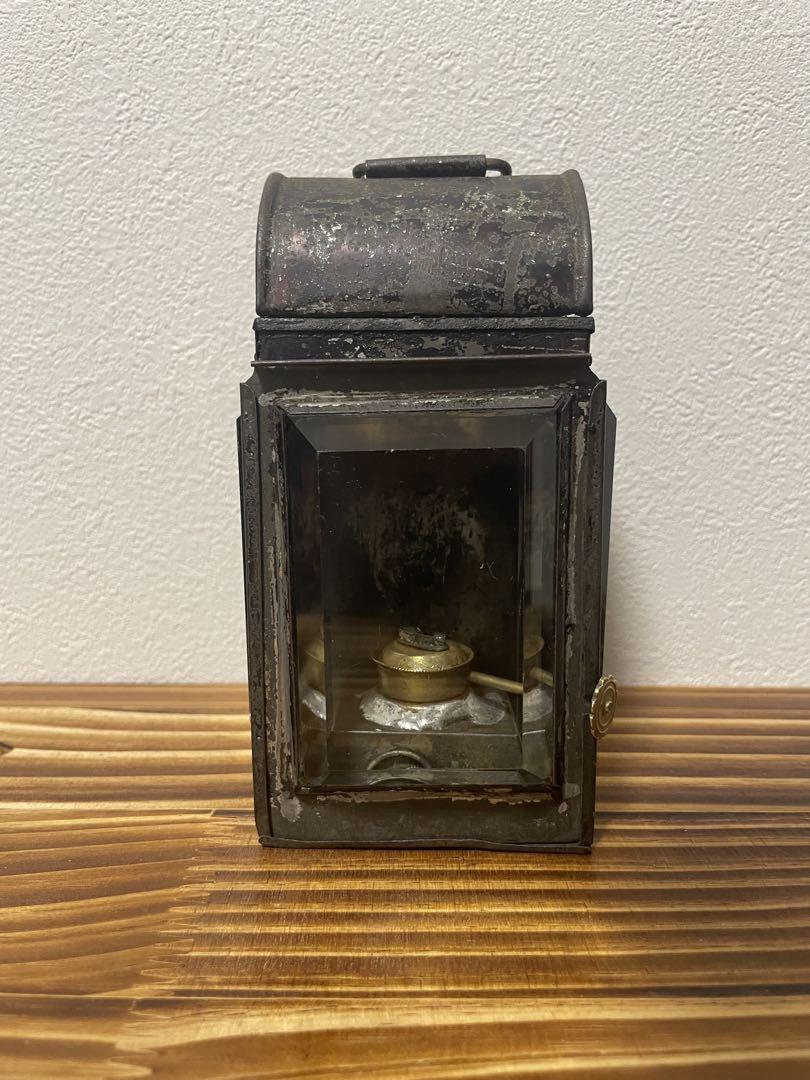 レア　1900's 3面カットガラス ハンドランタン