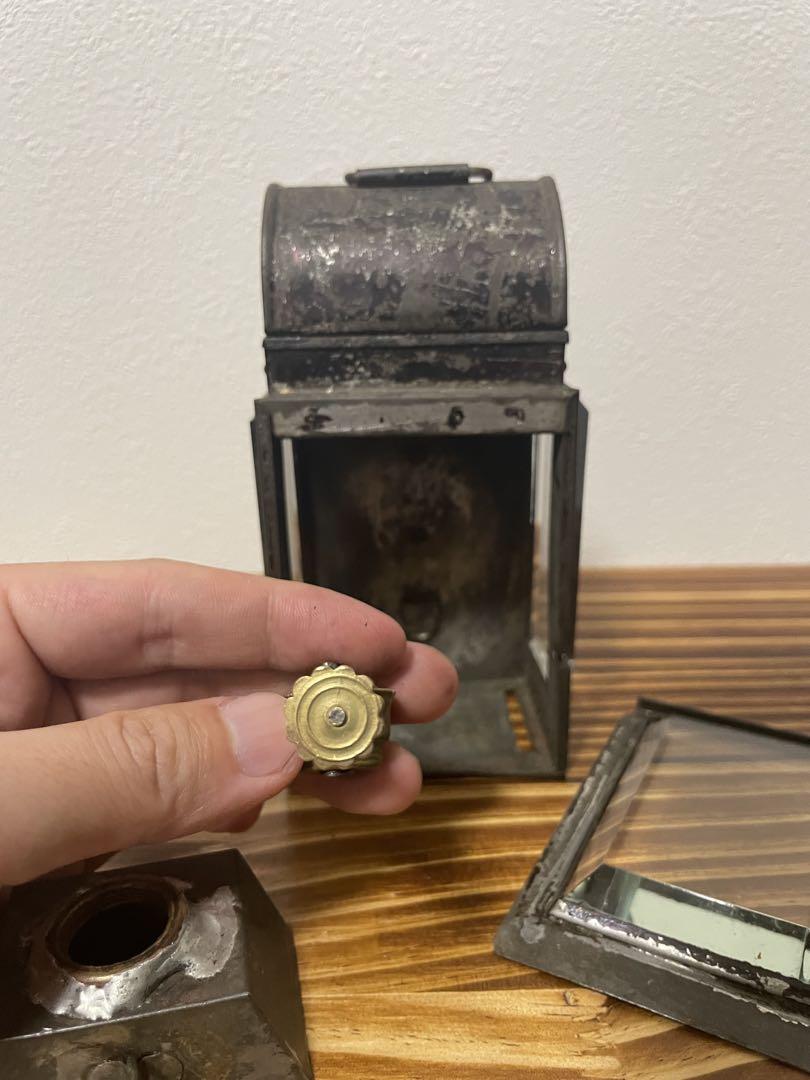 レア　1900's 3面カットガラス ハンドランタン