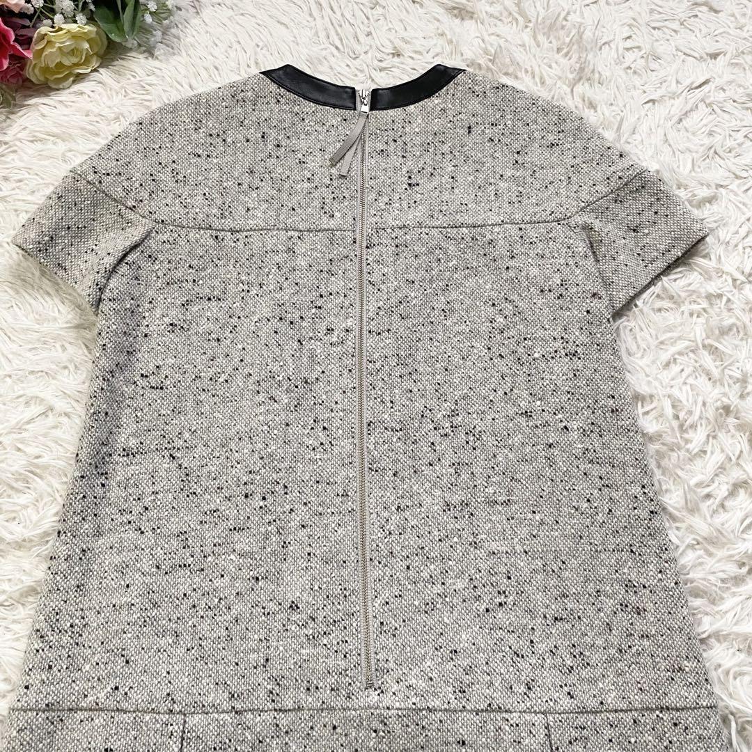 極美品□フォクシー ツイード フォーマルワンピース レザー