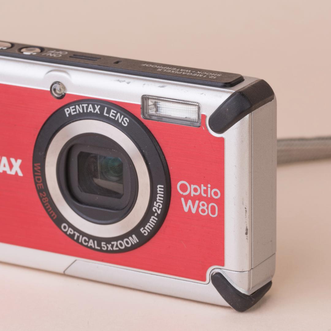 スマホ転送OK✨PENTAX Optio W80✨動作確認済 防水カメラ 可愛い 防水カメラ】PENTAX optio W80 レッド スマホ転送OK