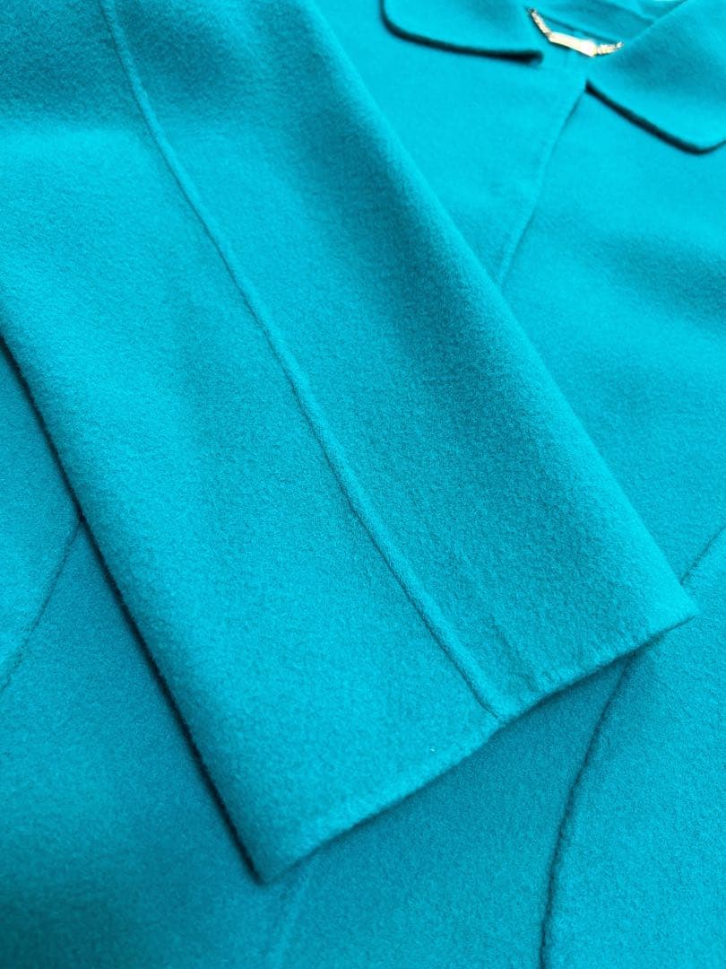 【超美品】DoCLASSE カシミヤ混ウールリバーコート 9号 ターコイズ 【超美品】DoCLASSE カシミヤ混ウールリバーコート 9号 ターコイズ