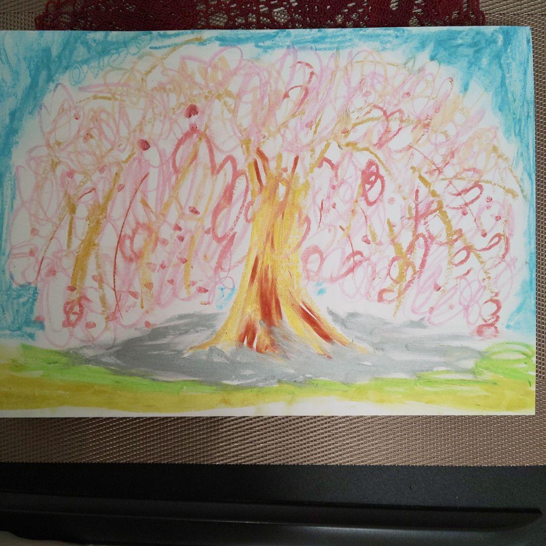 ワイルドイラスト。枝垂れ桜。