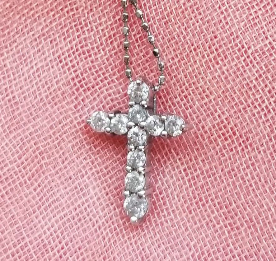 ジュエリーツツミ Ptプラチナ クロスダイヤモンドネックレス 0.3ct