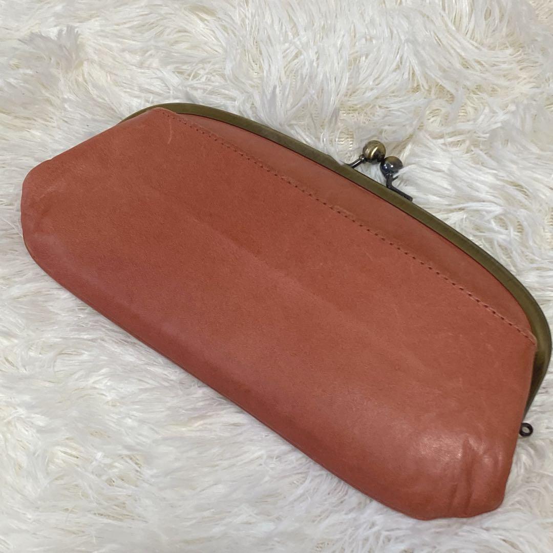美品】ダコタ 長財布 がま口 カードケース付き レザー レッド系