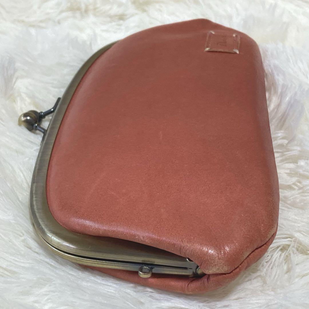 美品】ダコタ 長財布 がま口 カードケース付き レザー レッド系