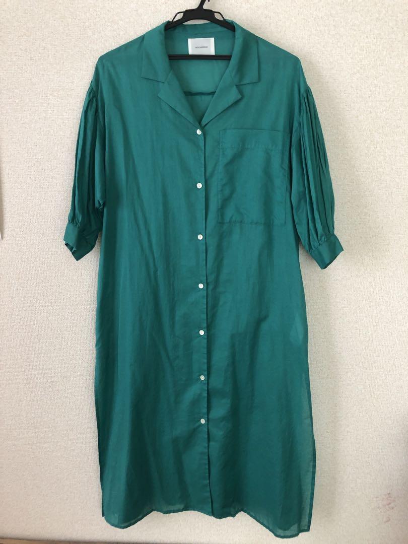 MIDIUMISOLID 日本製　オープンカラー半袖ロングブラウスワンピース