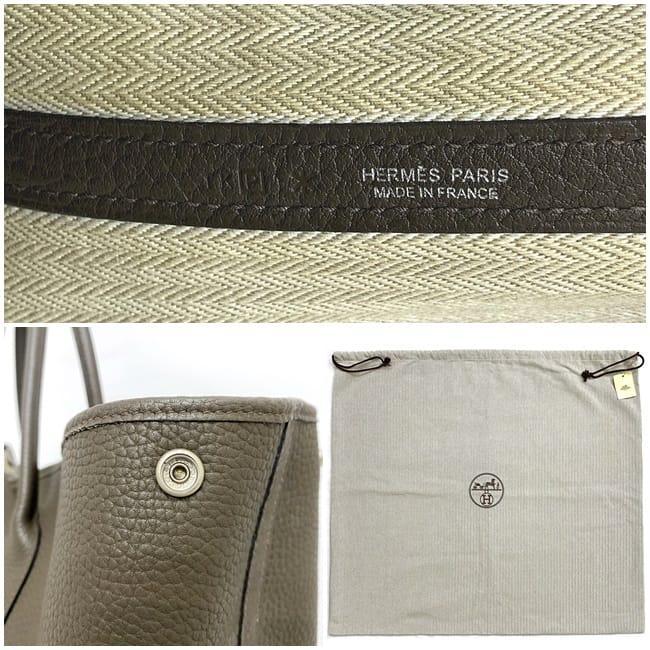 エルメス トートバッグ ガーデンパーティ PM グレー ベージュ シルバー金具 画像10