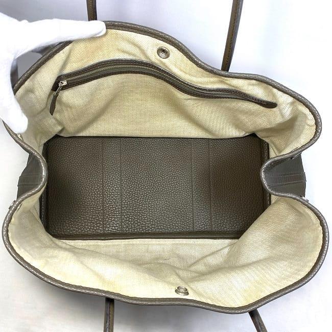 エルメス トートバッグ ガーデンパーティ PM グレー ベージュ シルバー金具 画像7