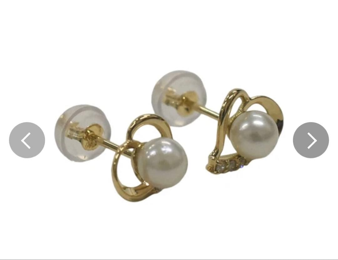 K18 18金　ダイヤモンド　あこや真珠　ピアス