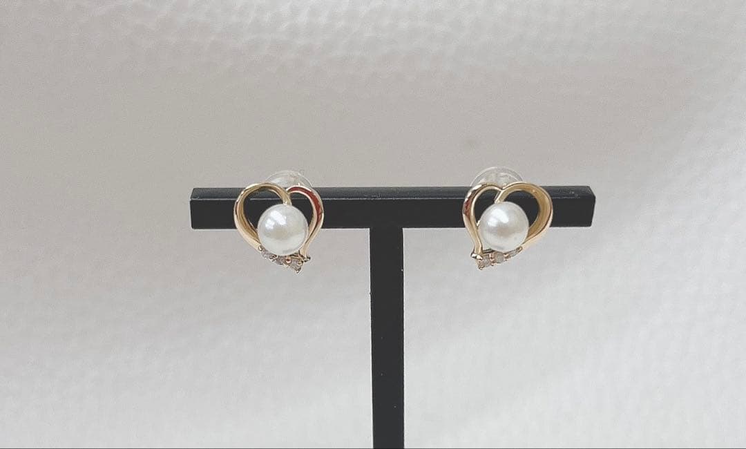 K18 18金　ダイヤモンド　あこや真珠　ピアス