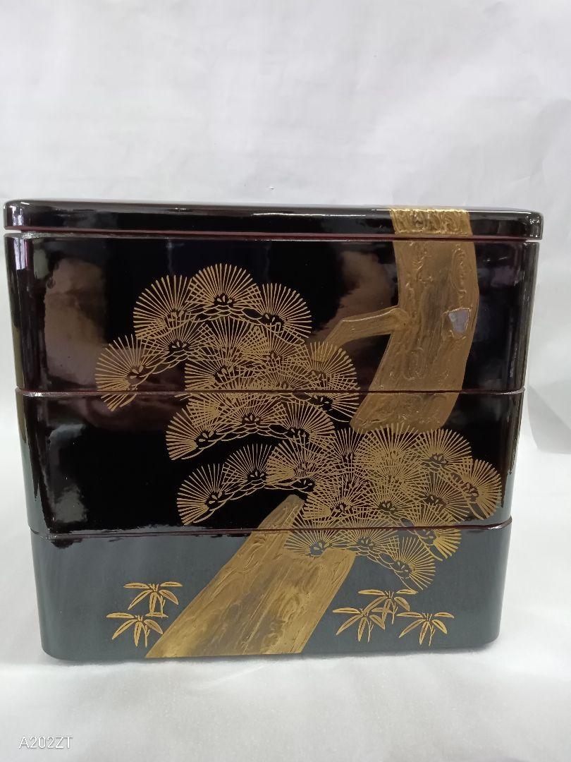 重箱　本塗り　三段重　老松
