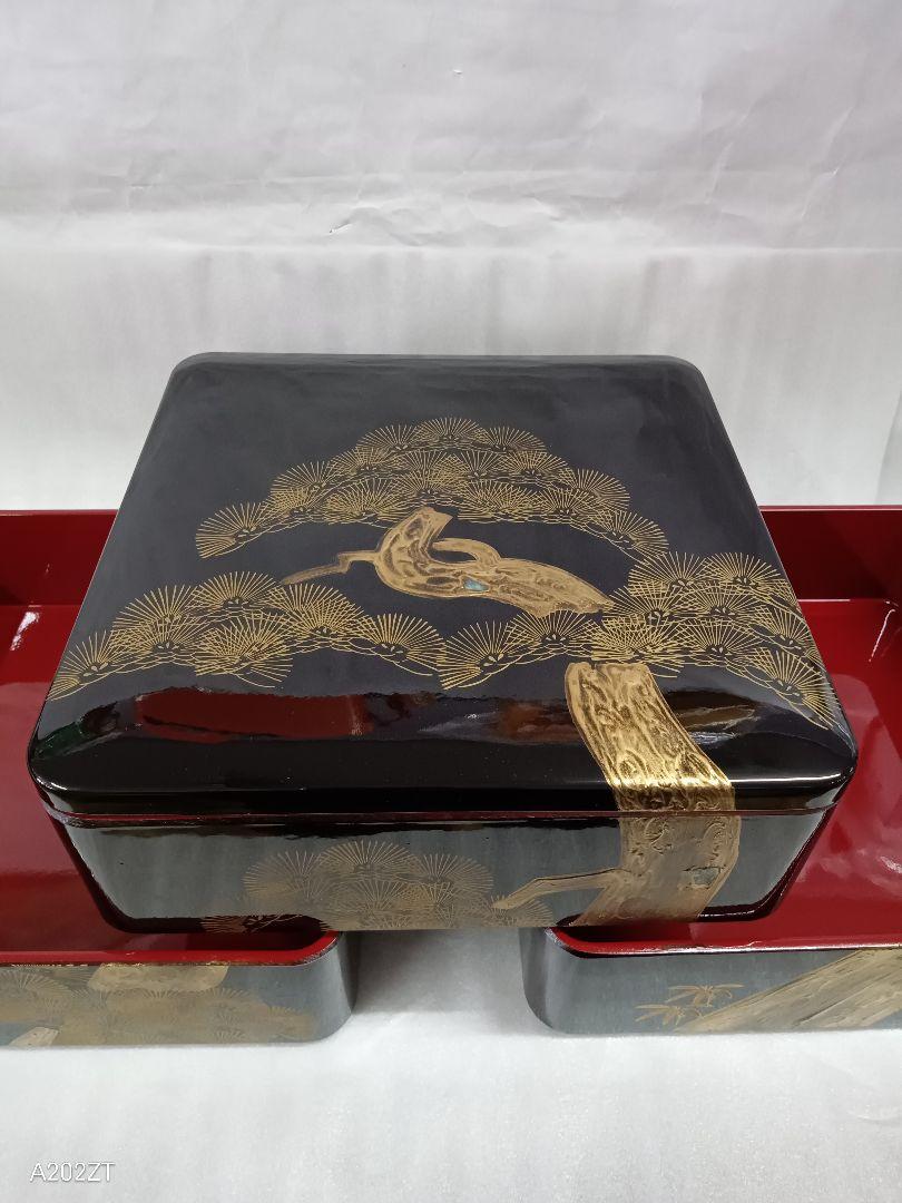 重箱　本塗り　三段重　老松