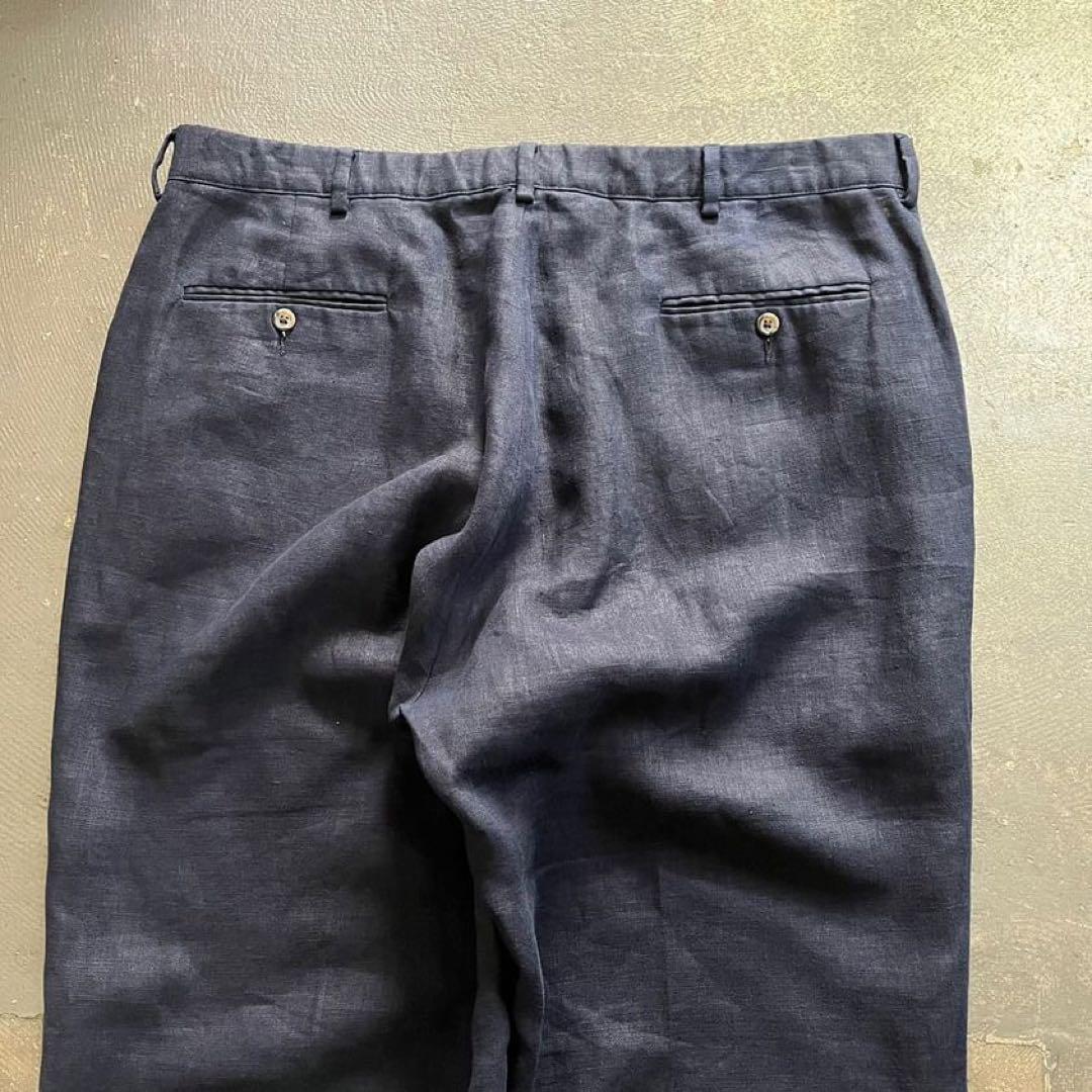 90s POLO RalphLauren リネンスラックス　ダークネイビー