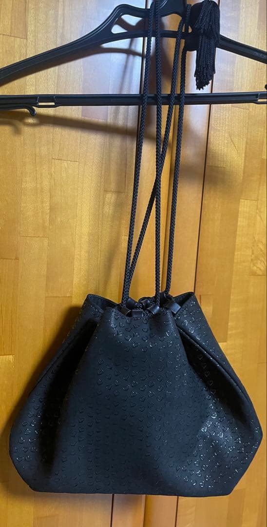 Tiffanyオープンハート巾着レザーバッグポーチblack pinkROSE黒TIFFANY