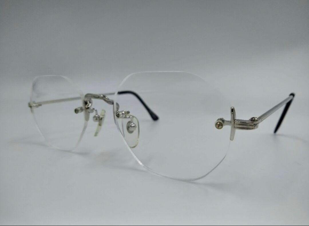 ヴィンテージ　オクタゴンレンズ　縁無しフレーム　 リムレス　メガネ　サングラス