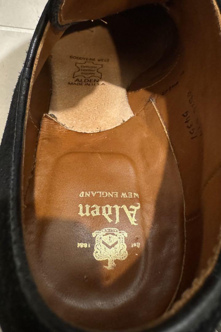 美品◆Alden Vチップ スエード黒9D 定価165,000円 54357