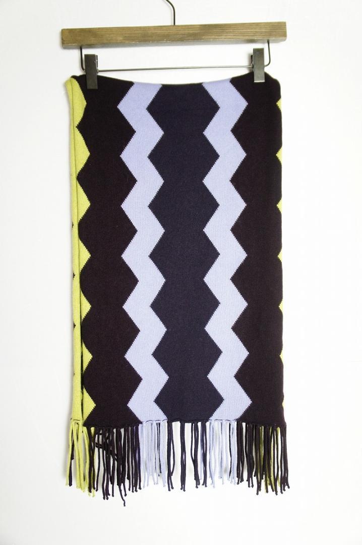 美品90sエルメス カシミア総柄ニットマフラースカーフ ヴィンテージ1126N▲