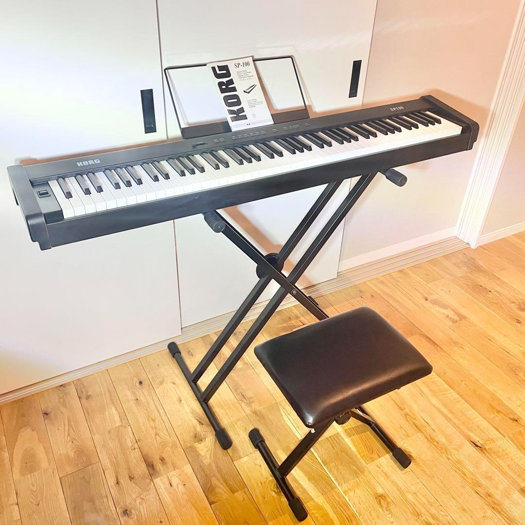 在庫処分セール 言い換え 早い者勝ち】KORG SP-100 電子ピアノ 88鍵盤 スタンド＆椅子付き 鍵盤楽器