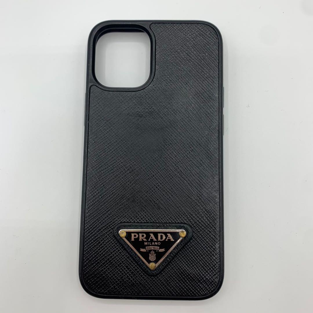 プラダ サフィアーノレザー iPhone12mini ケース ブラック