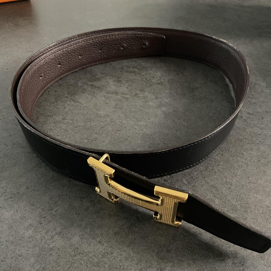 HERMES ブラックレザーベルト H型バックル - メルカリ