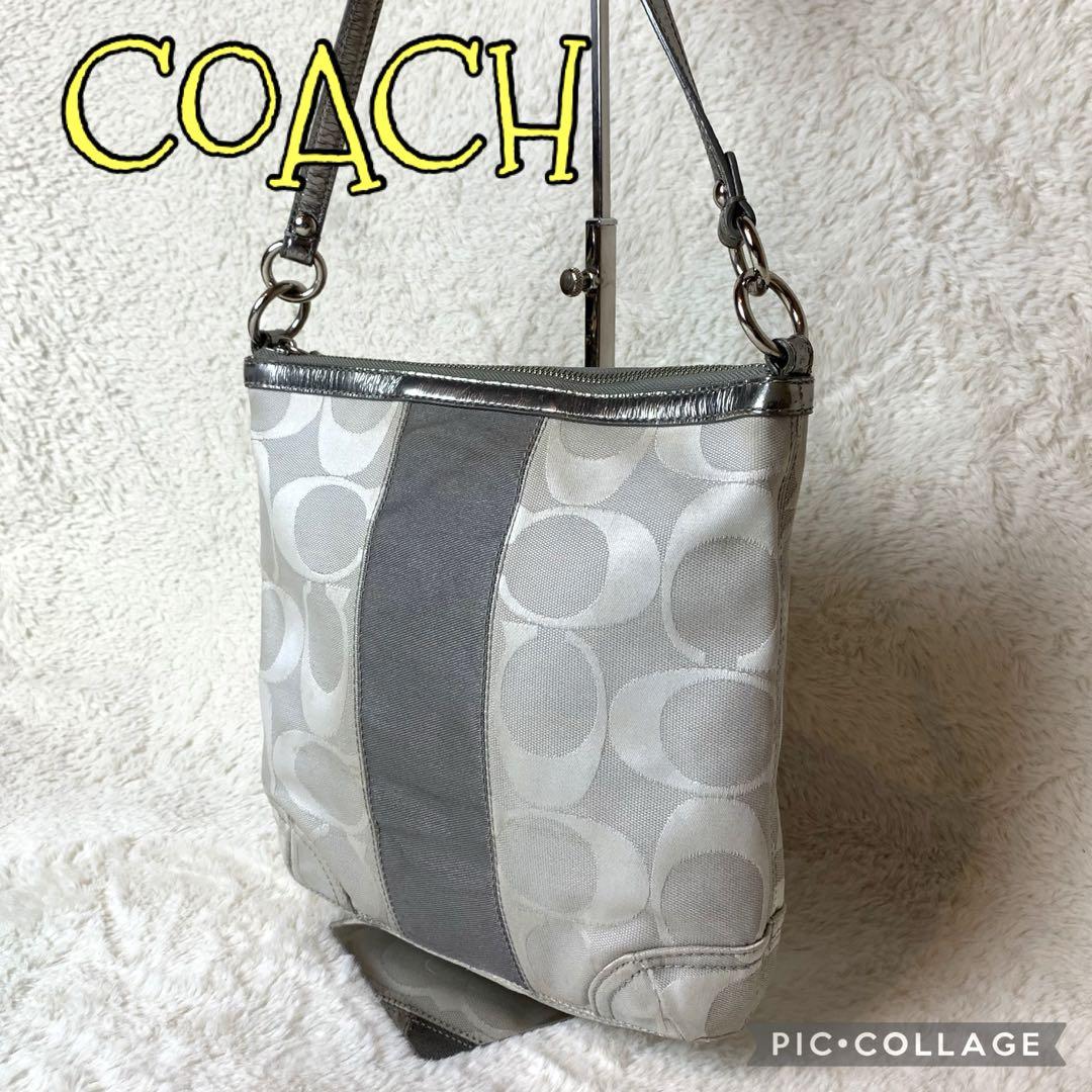 COACH コーチ ショルダーバッグ シグネチャー キャンバス グレー