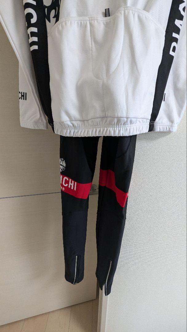 【美品】Bianchi サイクルジャージ 上下セット　白・黒・赤