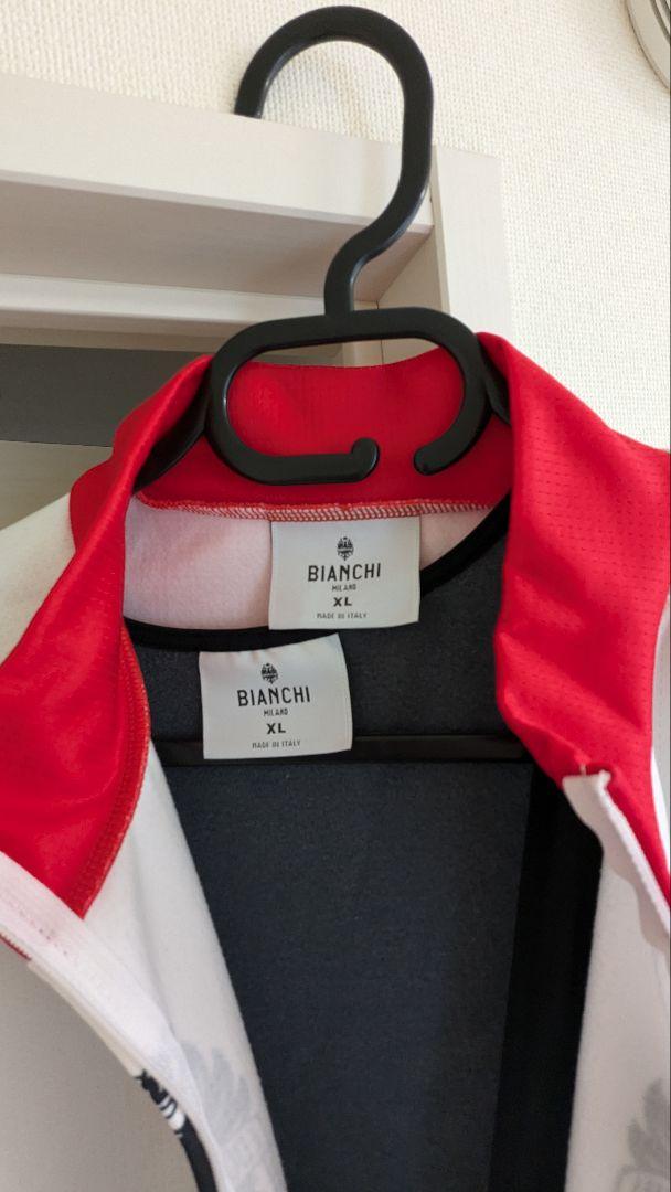 【美品】Bianchi サイクルジャージ 上下セット　白・黒・赤