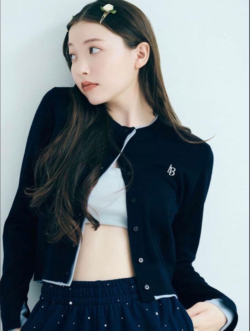 LILY BROWN カシミアブレンドレイヤードカーディガン ネイビー SIZE Lily Brown