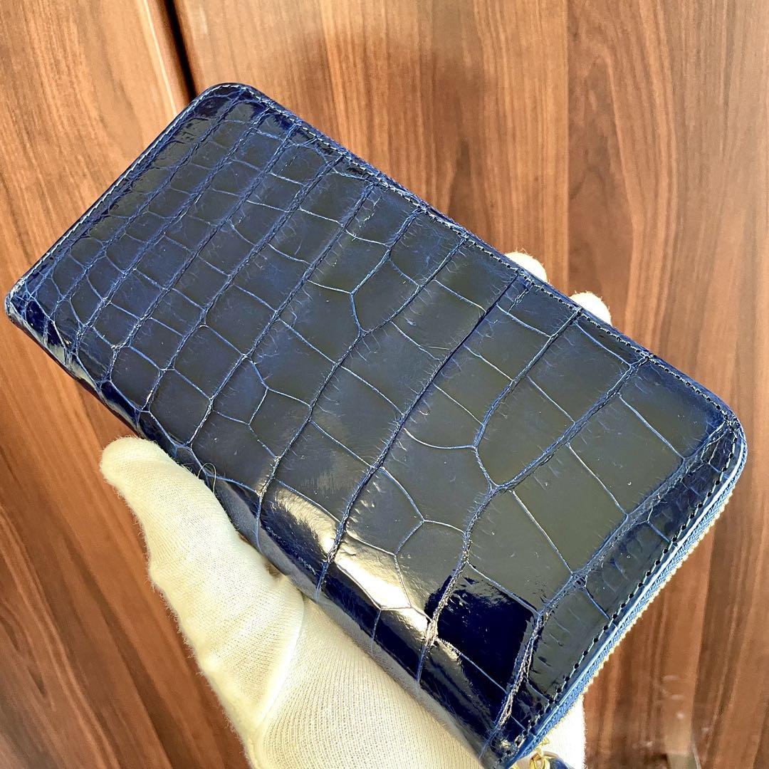 クロコダイル財布 メンズ長財布 2317 シャイニング レディース財布 深ブルー