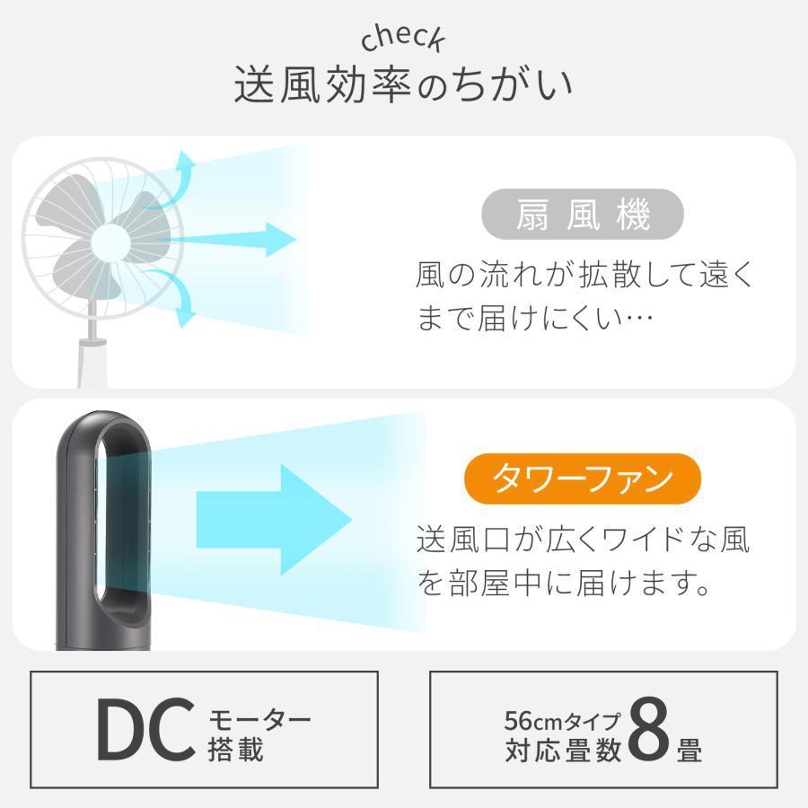 タワーファン 冷暖 扇風機 冷暖兼用 静音 冷暖房 羽なし ミニ 56cm 白