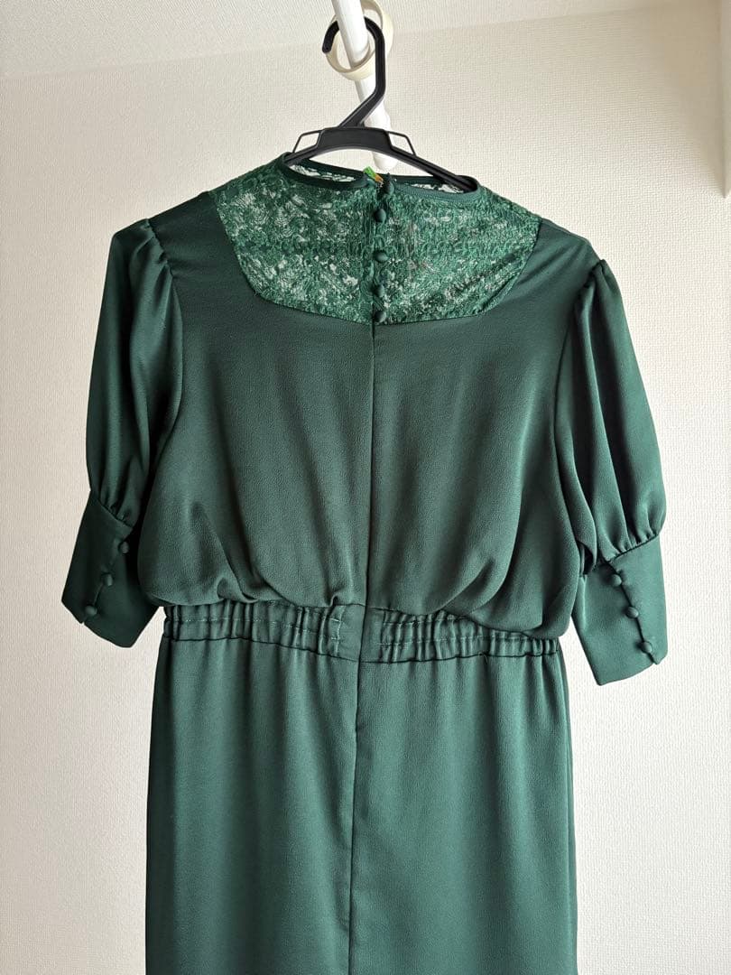 AMERI VINTAGE 結婚式 ロングワンピース グリーンS サテン アメリ