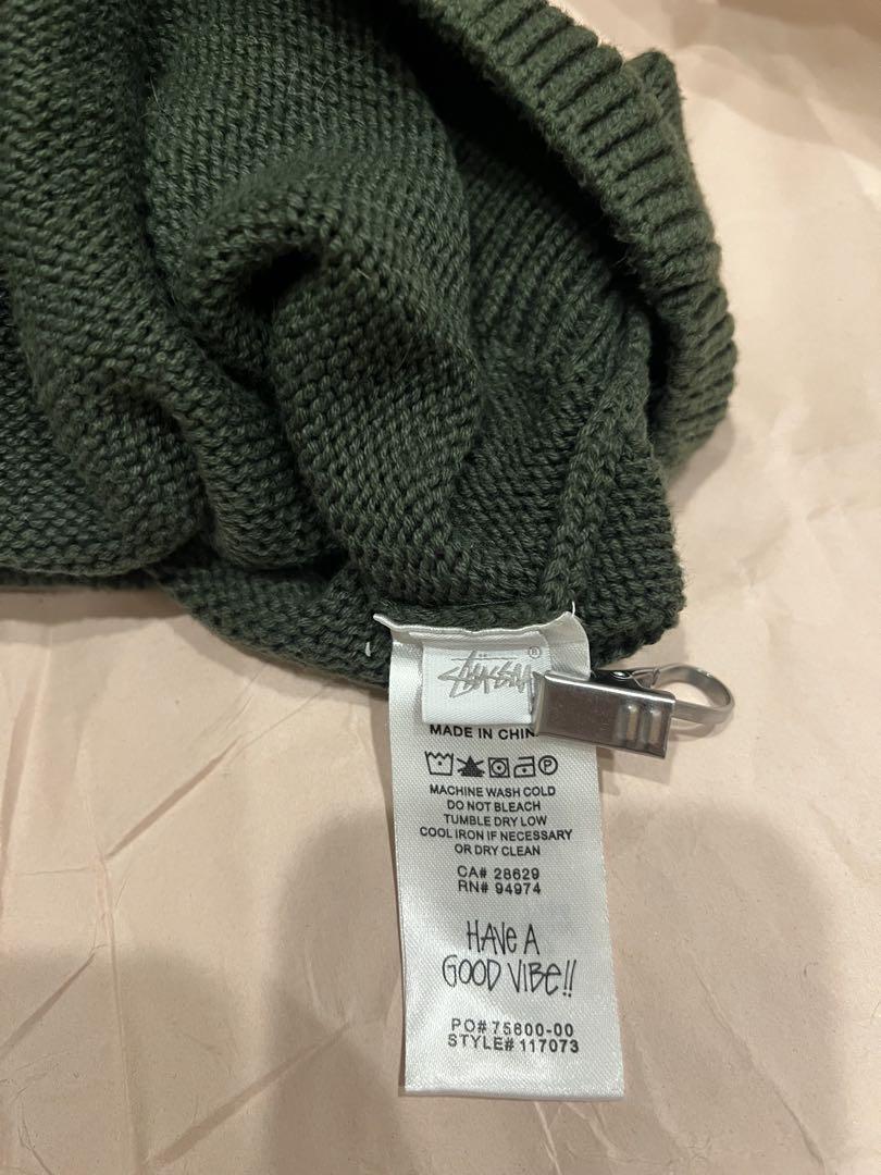 Stussy curly knitスワール　ニット セーター オリーブ　グリーン