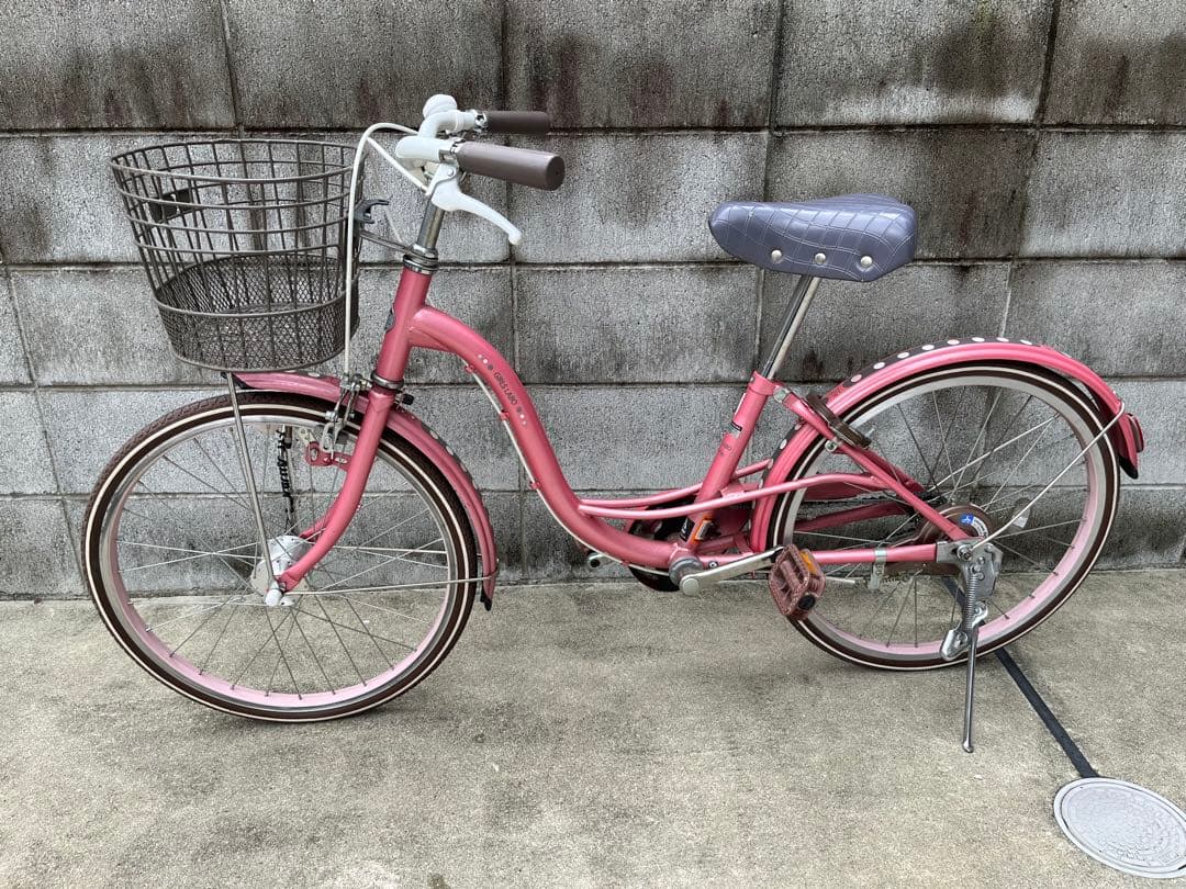 ピンク 前バスケット付きやや傷や汚れあり